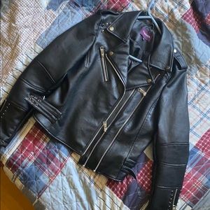 Faux leather jacket studded M